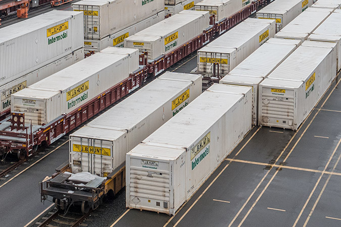Containers like these are on loan by J.B. Hunt to the Cook County Sheriff’s office to store equipment, thanks to BNSF acting as liaison between the two. Containers like these are on loan by J.B. Hunt to the Cook County Sheriff’s office to store equipment, thanks to BNSF acting as liaison between the two.