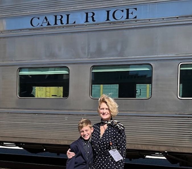 Ombudsman, Mignon Lambley, and her son on a train trip Ombudsman, Mignon Lambley, and her son on a train trip