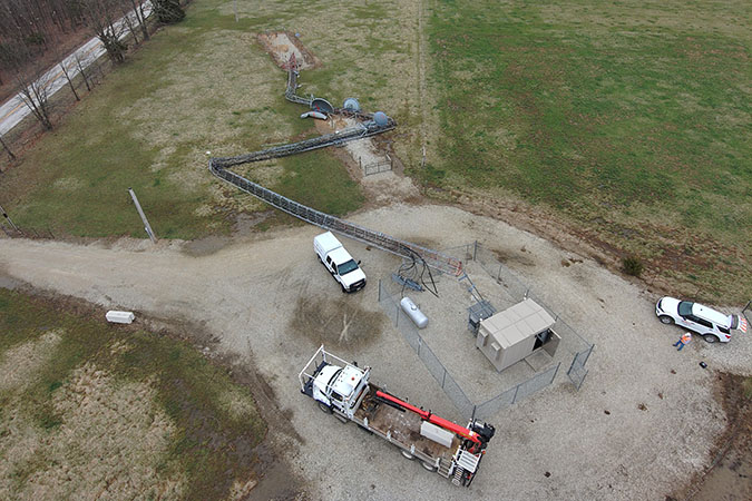 Aerial of the downed tower Aerial of the downed tower